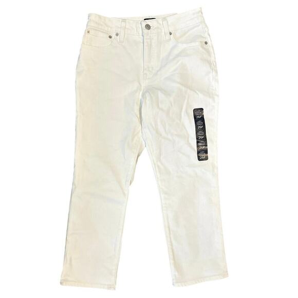 NWT J.Crew Petite Curvy Essential Stretch Straight Jean In White Size 26P - Picture 3 of 7